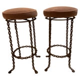 Load image into Gallery viewer, Pair of Chain Link Swivel Seat Barstools
