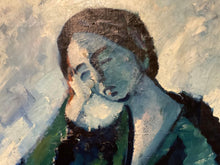 Load image into Gallery viewer, Vintage Portrait, “Girl Sitting” Oil on Canvas, Denmark
