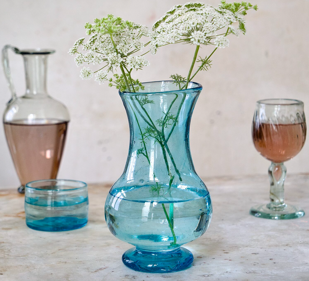 Blown Glass Pitcher,Turquoise